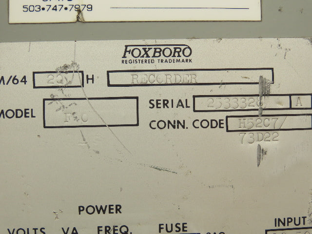 Foxboro 669-FR-117/FR-136 Analog Pressure Recorder Rack Mount Module Unit
