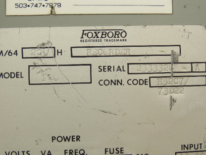 Foxboro 669-FR-117/FR-136 Analog Pressure Recorder Rack Mount Module Unit