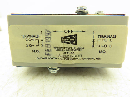 Duct-O-Wire PB-1A Single Speed Two Button Insert 125VAC 1A Per Contact NO