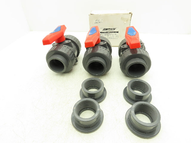 Simtech VBXV208  2" PVC Ball Valve Socket/Threaded Fittings True Union  Lot of 3