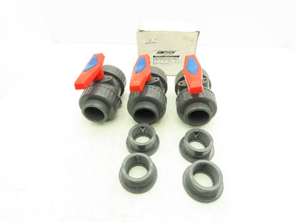 Simtech VBXV208  2" PVC Ball Valve Socket/Threaded Fittings True Union  Lot of 3
