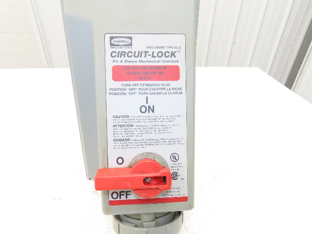Hubbell HBL460MI7W Circuit-Lock Pin & Sleeve Female Interlock Plug 60A 480V 30HP