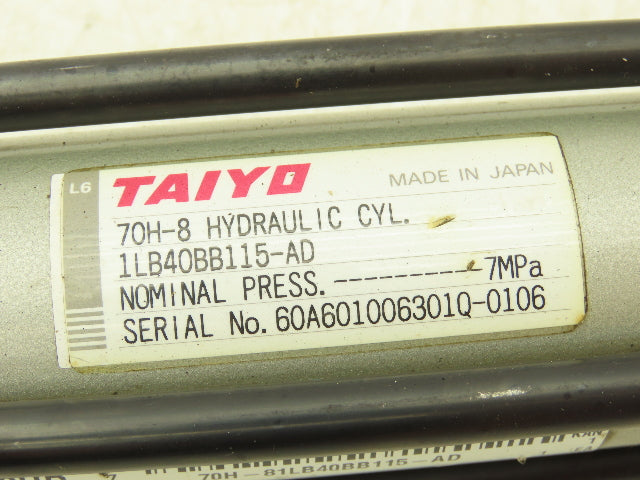 Taiyo 70H-8 1LB40BB115-AD Hydraulic Cylinder 40mm Bore 115mm Stroke 1015psi