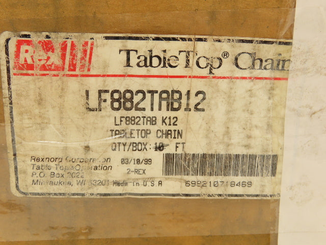 Rexnord LF882TAB12  12" TableTop Conveyor Chain Side-Flex 6' 4"L Tan
