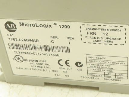 Allen Bradley 1762-L24BWAR MicroLogix 1200 PLC Controller I/O Module Ser C Rev I