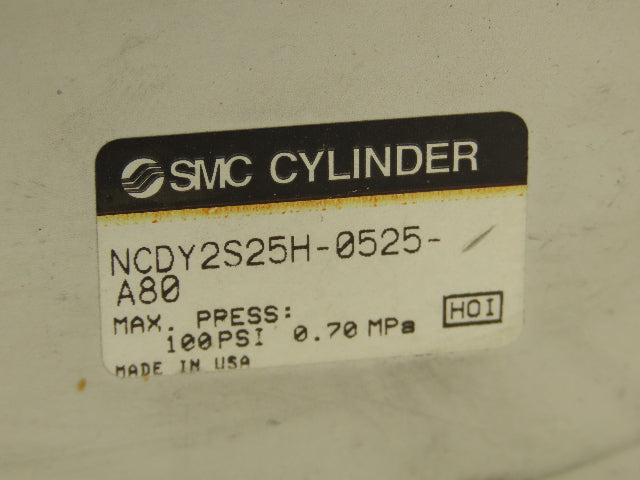 SMC NCDY2S25H-0525-A80 Rodless Pneumatic Air Cylinder Slide 25mm Bore 5" Stroke