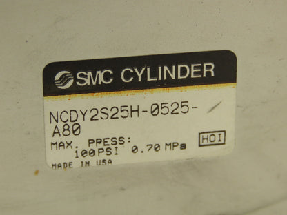SMC NCDY2S25H-0525-A80 Rodless Pneumatic Air Cylinder Slide 25mm Bore 5" Stroke