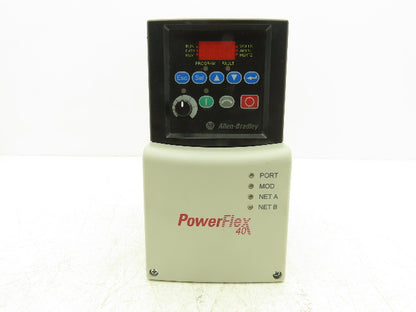 Allen Bradley 22B-D4P0N104 PowerFlex 40 VFD 2Hp 460V 3Ph w/ Ethernet-IP Adapter