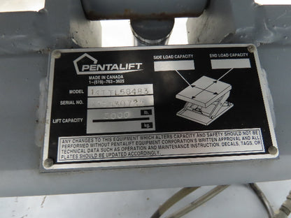Pentalift Hydraulic Scissor Lift Table 36" Tilt Top 58" X 48" 115 Volt 3000lbs