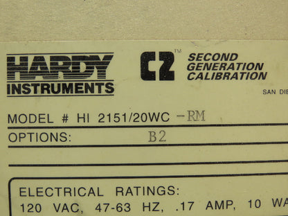 Hardy Instruments HI 2151/20WC-RM Weight Indicator Controller Module No Display