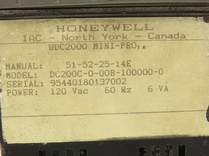 Honeywell DC200C-0-00B-100000-0 UDC2000 Mini Pro Digital Temperature Controller