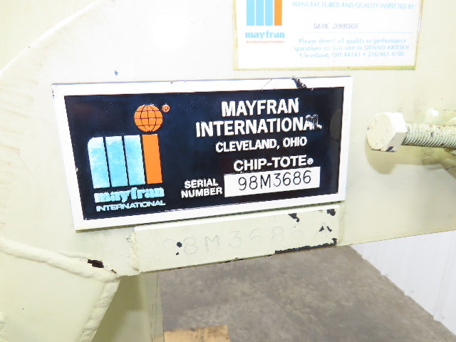 Mayfran Chip-Tote Chip Conveyor 11"x 40" Infeed 38"-48"H Discharge 230/460V 84"L