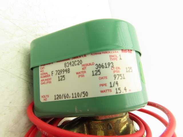 Asco Red Hat 8342C20 Solenoid Valve 1/4"NPT 4 Way 2 Pos 125psi 110/120V 50/60Hz