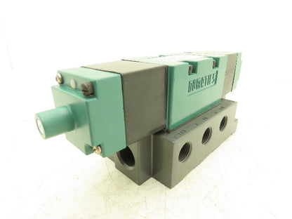 Numatics Pneumatic Air Solenoid Valve with Base 4/3 Closed Center 120V 1/2"NPT