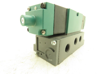 Numatics Pneumatic Air Solenoid Valve with Base 4/3 Closed Center 120V 1/2"NPT