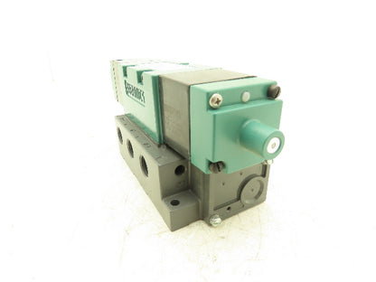 Numatics Pneumatic Air Solenoid Valve with Base 4/3 Closed Center 120V 1/2"NPT