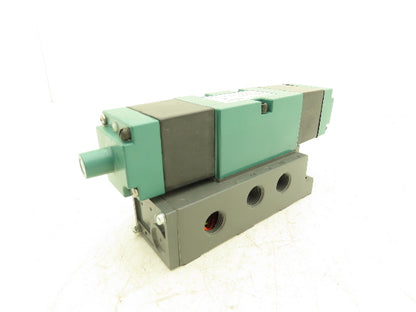 Numatics Pneumatic Air Solenoid Valve with Base 4/3 Closed Center 120V 1/2"NPT