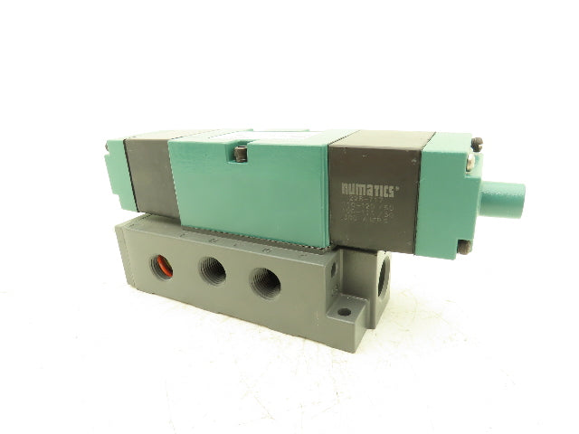 Numatics Pneumatic Air Solenoid Valve with Base 4/3 Closed Center 120V 1/2"NPT