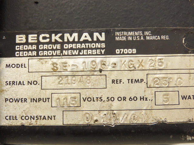 Beckman Instruments SE-196-KGX25 Conductivity Solu Bridge Module 115VAC 5W