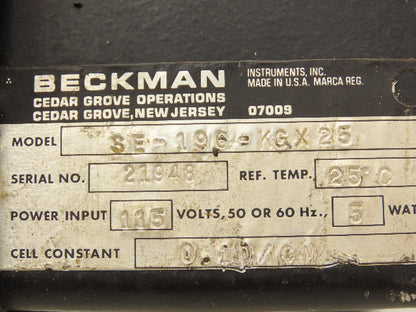 Beckman Instruments SE-196-KGX25 Conductivity Solu Bridge Module 115VAC 5W