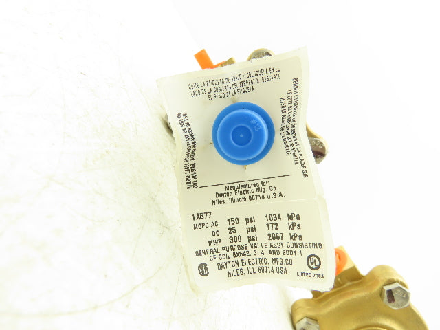Dayton 1A577 Solenoid Valve Body 2-Way Normally Closed 1/2" NPT Brass Lot of 2