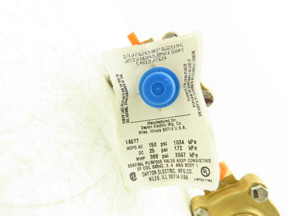Dayton 1A577 Solenoid Valve Body 2-Way Normally Closed 1/2" NPT Brass Lot of 2