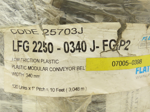 System Plast LFG 2250-0340 J-FGP2 Flush Grid Conveyor Belt 1-Track 340mm x 10Ft