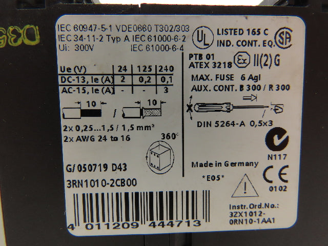 Siemens 3RN1010-2CB00 Thermistor Motor Protector 24V AC/DC 1NO 1NC Lot of 2