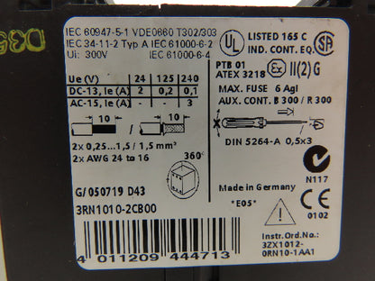 Siemens 3RN1010-2CB00 Thermistor Motor Protector 24V AC/DC 1NO 1NC Lot of 2