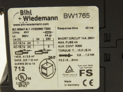 Bihl+Wiedemann BW1765 Asi Consortium Safety Monitor 2 Inputs 2 x 2 Relay Outputs