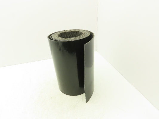 12"W x 16' 10"L Smooth Top Black Rubber Conveyor Belt 1-Ply Woven Back