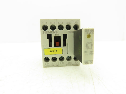 Siemens 3RT1016-1BB41 Motor Starter Contactor 600VAC 7.5Hp 24VDC Coil Lot Of 2