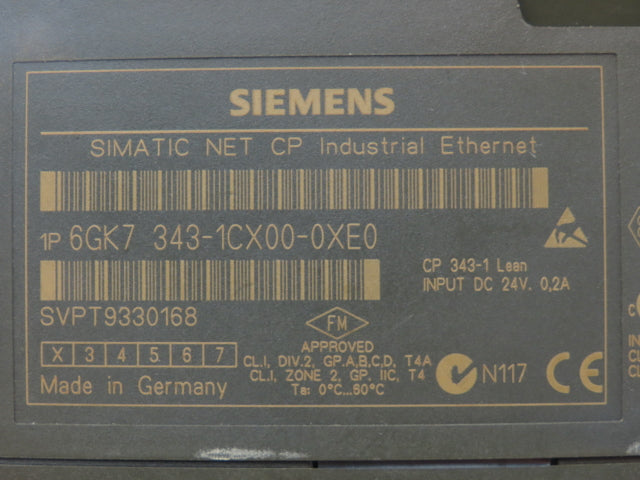 Siemens 6GK7 343-1CX00-0XE0 Communication Processor CP 343-1 Simatic Net