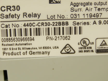 Allen Bradley 440C-CR30-22BBB GuardMaster Safety Relay 24VDC 5A Ser. A9.00
