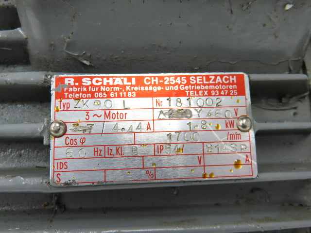 R. Schali ZK90L Metric AC Motor 1.8kW 2.4Hp 1700rpm 230/460V 3PH 90L 181002