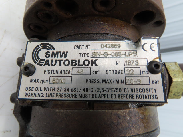SMW Autoblok SIN-S-085-LPS CNC Lathe Spindle Hydraulic Cylinder Chuck Actuator