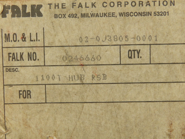 Falk 02-OJ3805 1100T Coupling Bore 3.9375"ID x 4-3/4"L Coupling Dia 7-7/16"OD