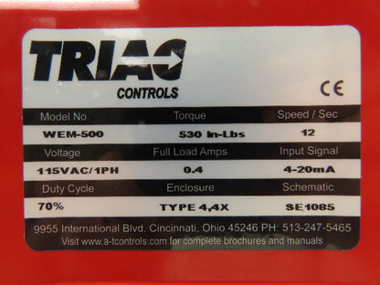 Triac WEM-500 Electric Actuator 1/2" V-Port Ball Valve Stainless 115V 1PH