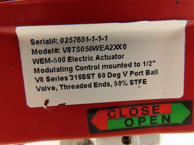 Triac WEM-500 Electric Actuator 1/2" V-Port Ball Valve Stainless 115V 1PH