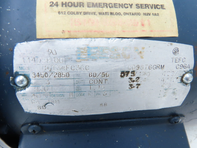 Leeson 114048.00 AC Motor 3Hp 3450 RPM 230/460V 3PH H56J TEFC C6T34FC36C