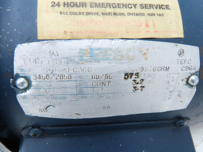 Leeson 114048.00 AC Motor 3Hp 3450 RPM 230/460V 3PH H56J TEFC C6T34FC36C
