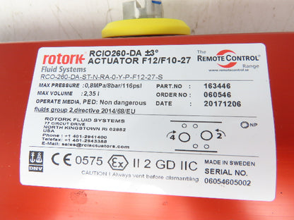 ABZ 10" Wafer Butterfly Valve w/Pneumatic Rotork Actuator RCIO-260-DA