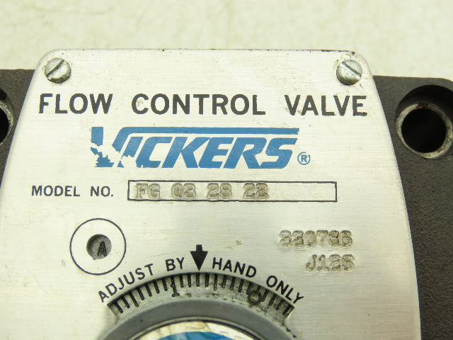 Vickers FG 03 28 22 Hydraulic Flow Control Valve Eaton Keyed- Key Missing.