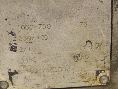 Gusher UD-S Pump Motor 3/4Hp 3450 RPM 230/460V 3PH 8.25" Shaft Length