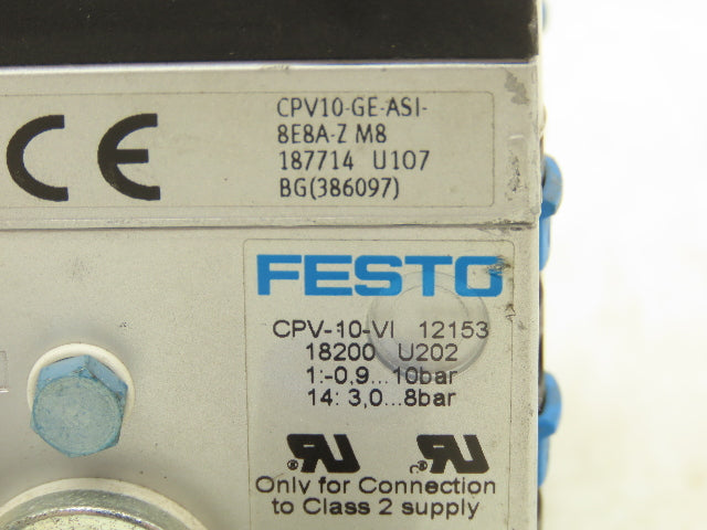 Festo CPV10-GE-ASI-8E8A-Z M8 8-Station Solenoid Valve Manifold 24VDC 185880 (x4)