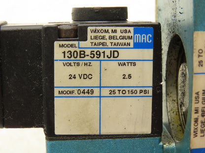 MAC 56C-12-591JD Pneumatic 3 Position 2 Way Solenoid Valve 3/8" NPT 24VDC