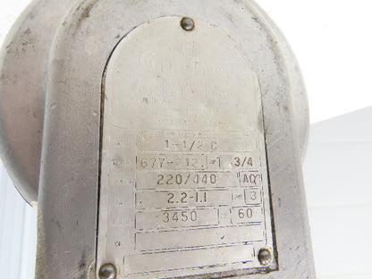 Gusher 1-1/2 C Centrifugal Coolant Slurry Pump 3/4Hp 3450rpm 220/440VAC 3PH