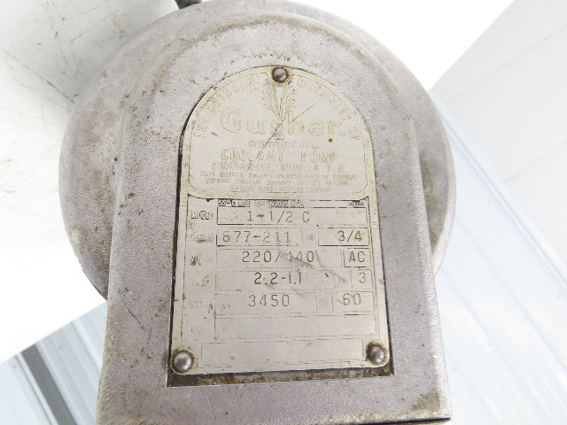 Gusher 1-1/2 C Centrifugal Coolant Slurry Pump 3/4Hp 3450rpm 220/440VAC 3PH