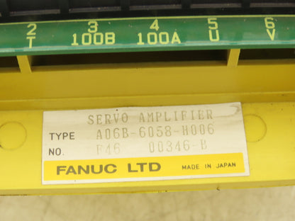 Fanuc A06B-6058-H006 Servo Amplifier Drive A20B-1003-0080