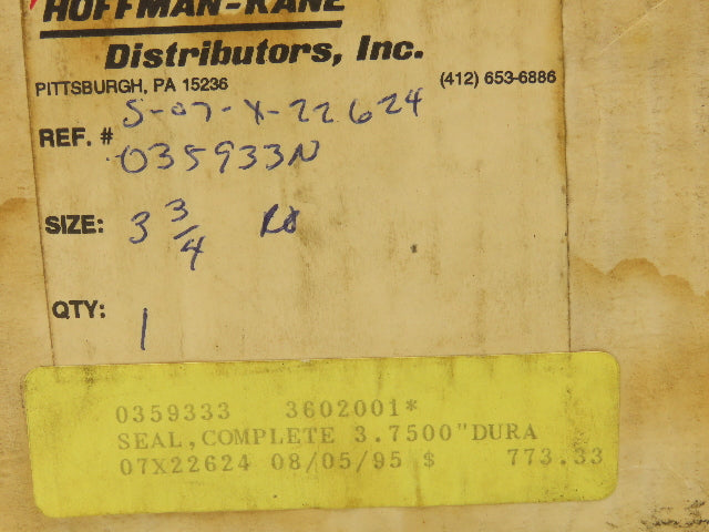 Hoffman-Kane 0359333 Mechanical Seal Complete 3.75" DURA 07X22624